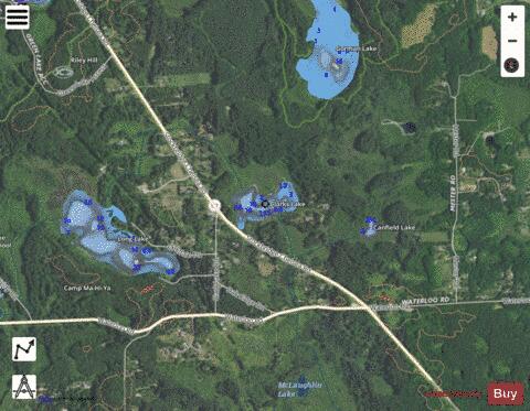 Clarks Lake ,Washtenaw depth contour Map - i-Boating App - Satellite