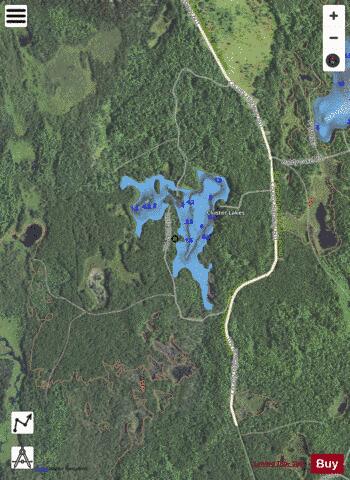 Cluster Lakes ,Alger depth contour Map - i-Boating App - Satellite