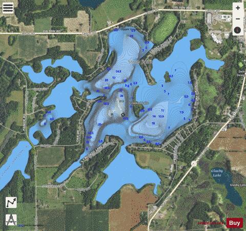 Crooked Lake ,Barry depth contour Map - i-Boating App - Satellite