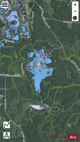 Crooked Lake ,Washtenaw depth contour Map - i-Boating App - Satellite