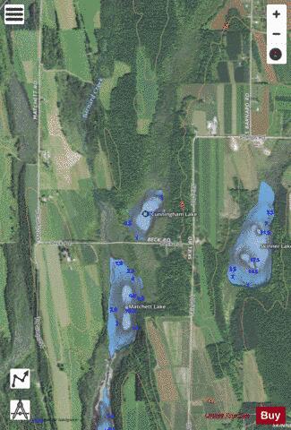 Cunningham Lake ,Charlevoix depth contour Map - i-Boating App - Satellite
