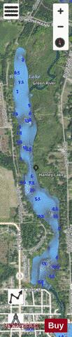 Hanley Lake ,Antrim depth contour Map - i-Boating App - Satellite