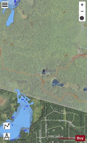 Honey Lake Gogebic depth contour Map - i-Boating App - Satellite