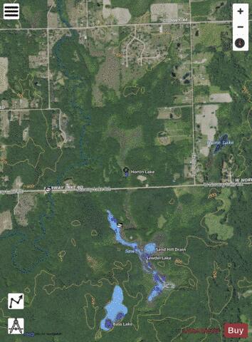 Hortin Lake Lapeer depth contour Map - i-Boating App - Satellite