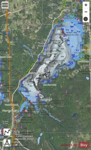 Mullett Lake depth contour Map - i-Boating App - Satellite