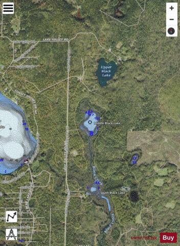 Middle Black Lake Kalkaska depth contour Map - i-Boating App - Satellite