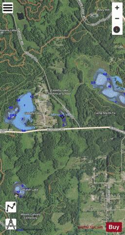 Mirror Lake Washtenaw depth contour Map - i-Boating App - Satellite