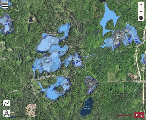 Mud Lake depth contour Map - i-Boating App - Satellite