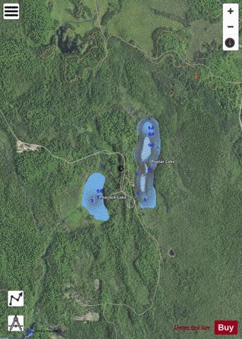 Peacock + Poplar Lake depth contour Map - i-Boating App - Satellite