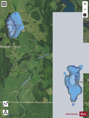 Fish Lake + Sands Lake depth contour Map - i-Boating App - Satellite