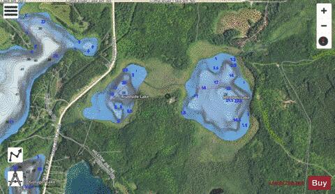 Meadow Lake + Roadside Lake depth contour Map - i-Boating App - Satellite