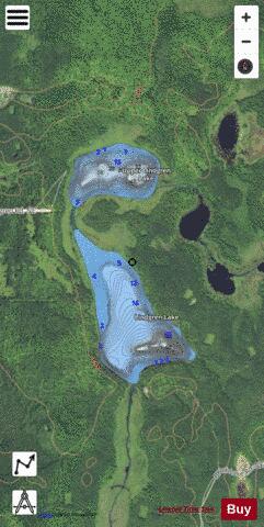 Lindgren Lake + Upper Lindgren Lake depth contour Map - i-Boating App - Satellite