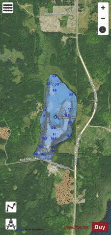 Boston Lake depth contour Map - i-Boating App - Satellite