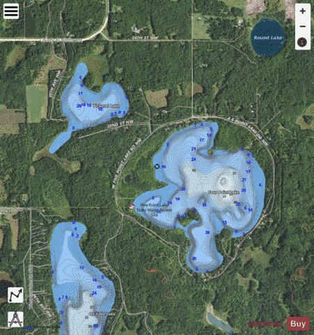 Four Point Lake + Pickerel Lake depth contour Map - i-Boating App - Satellite
