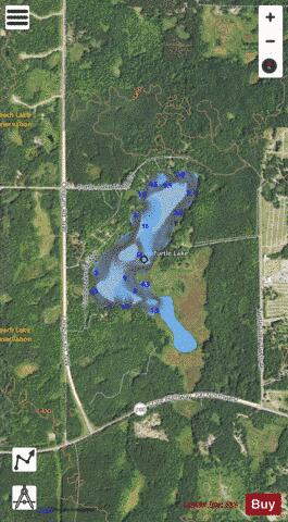 Turtle Lake depth contour Map - i-Boating App - Satellite