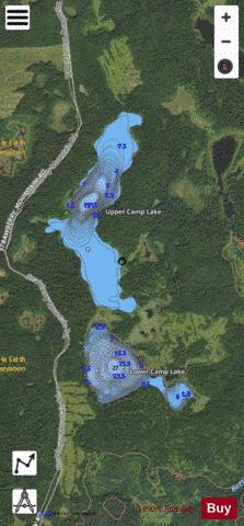 Lower Camp Lake + Upper Camp Lake depth contour Map - i-Boating App - Satellite
