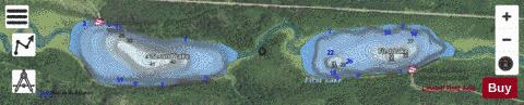 First Lake + Second Lake depth contour Map - i-Boating App - Satellite