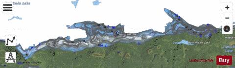 Mountain Lake + depth contour Map - i-Boating App - Satellite