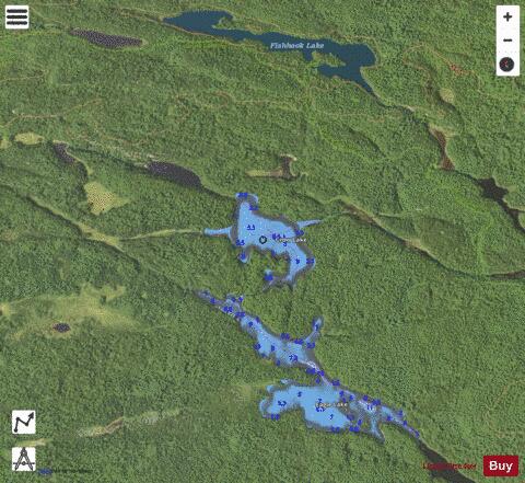 Crow Lake depth contour Map - i-Boating App - Satellite