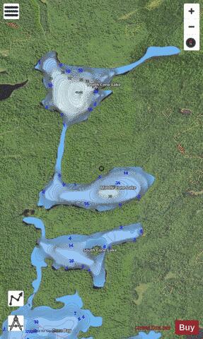 Middle Cone Lake + North Cone Lake + South Cone Lake depth contour Map - i-Boating App - Satellite