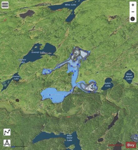 Brant Lake depth contour Map - i-Boating App - Satellite