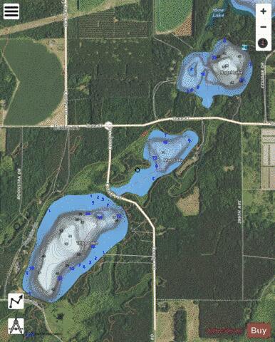 Mud Lake + Nagel Lake + Tripp Lake depth contour Map - i-Boating App - Satellite
