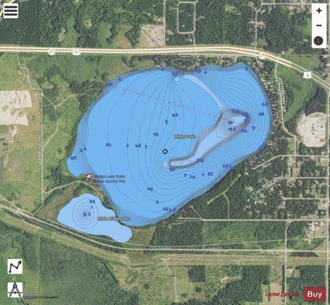 Little Midge Lake + Midge Lake depth contour Map - i-Boating App - Satellite