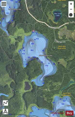 Middle Pigeon Lake depth contour Map - i-Boating App - Satellite