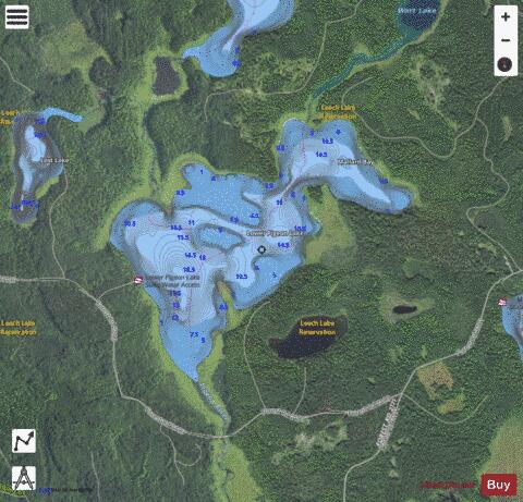 Lower Pigeon Lake depth contour Map - i-Boating App - Satellite