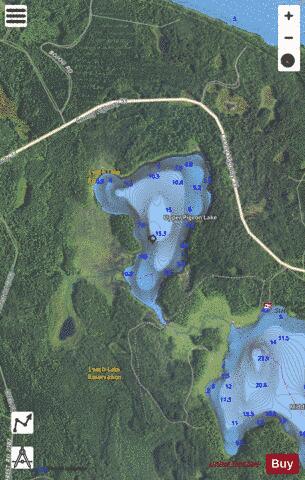 Upper Pigeon Lake depth contour Map - i-Boating App - Satellite