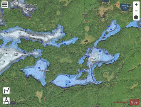 Sagus Lake + Shepo Lake depth contour Map - i-Boating App - Satellite