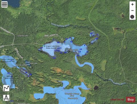 Dragon Lake + depth contour Map - i-Boating App - Satellite