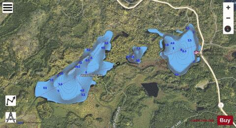East Chub Lake + West Chub Lake + depth contour Map - i-Boating App - Satellite