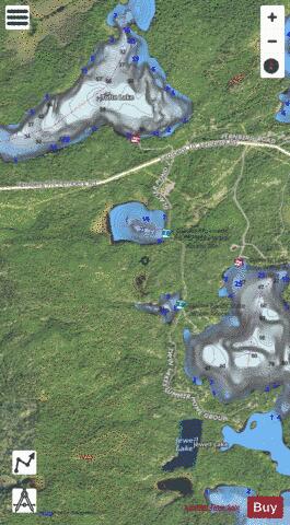 Glacier Pond + depth contour Map - i-Boating App - Satellite