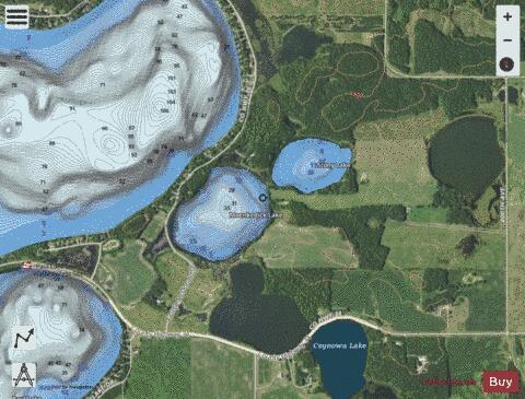 Moenkedick Lake + Stony Lake depth contour Map - i-Boating App - Satellite