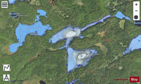 Gull Lake + Gun Lake depth contour Map - i-Boating App - Satellite