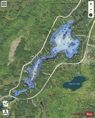 Pequaywan Lake depth contour Map - i-Boating App - Satellite