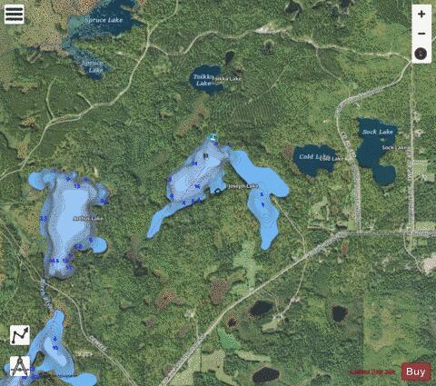Joseph Lake depth contour Map - i-Boating App - Satellite