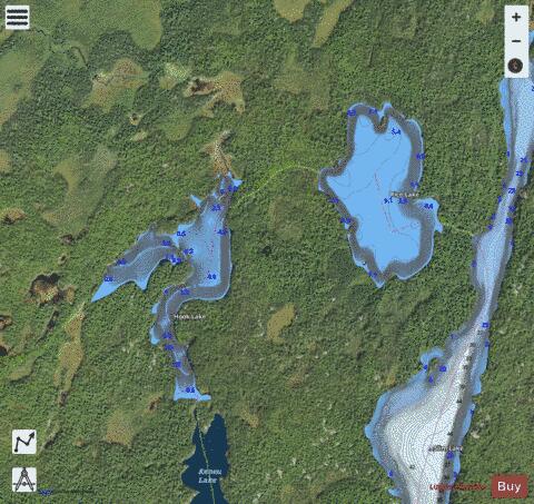 Hook Lake + Rice Lake depth contour Map - i-Boating App - Satellite