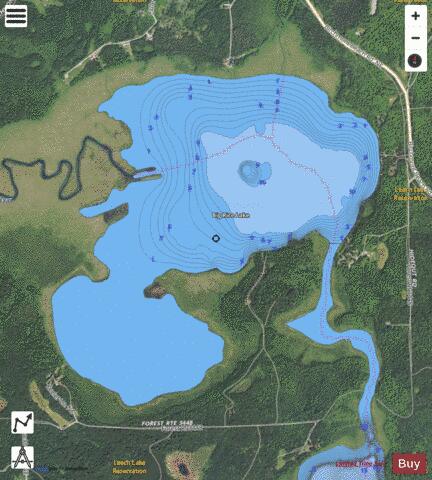 Lake Big Rice depth contour Map - i-Boating App - Satellite