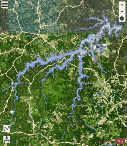 Hyco Lake depth contour Map - i-Boating App - Satellite