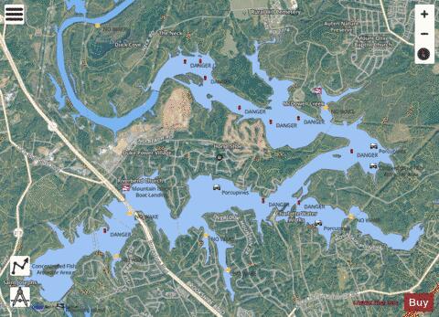 Mountain Island Lake depth contour Map - i-Boating App - Satellite