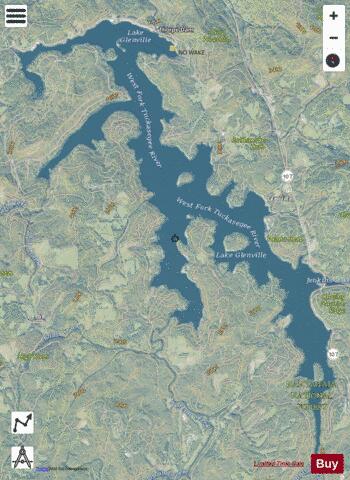 Lake Glenville depth contour Map - i-Boating App - Satellite