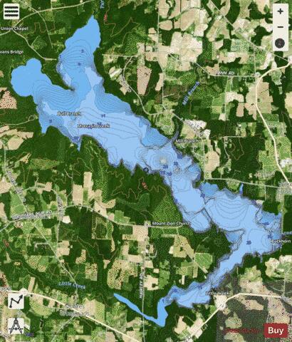 Buckhorn Reservoir depth contour Map - i-Boating App - Satellite