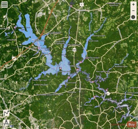 Falls Lake depth contour Map - i-Boating App - Satellite