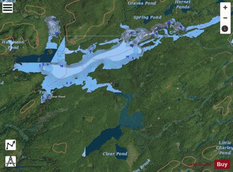 Bog River Flow depth contour Map - i-Boating App - Satellite