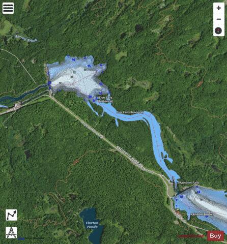 Five Falls Reservoir depth contour Map - i-Boating App - Satellite