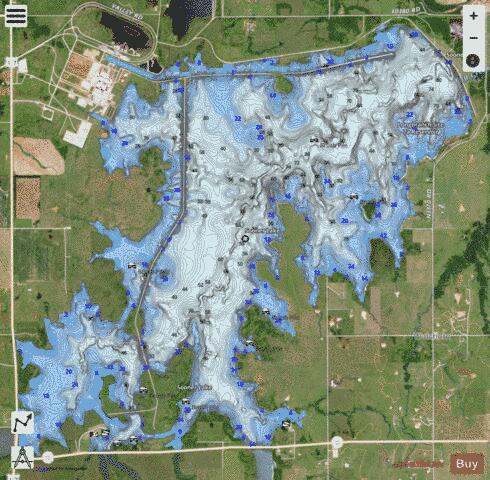 Sooner Lake depth contour Map - i-Boating App - Satellite
