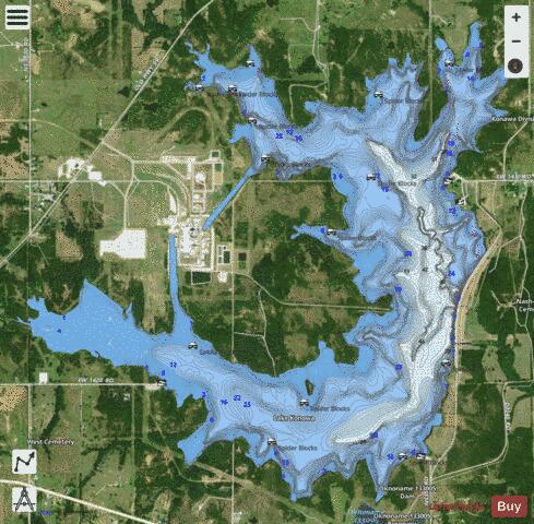 Lake Konawa depth contour Map - i-Boating App - Satellite