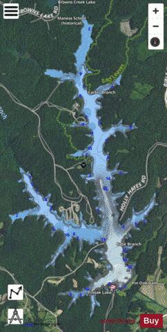 Pinoak Lake depth contour Map - i-Boating App - Satellite